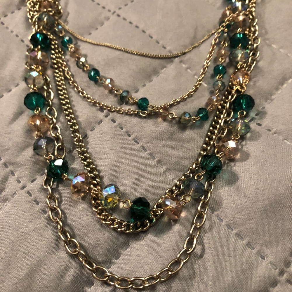 🆕 Stylish Multi Layered Necklace w/ crystal beads!!! NEW!!!